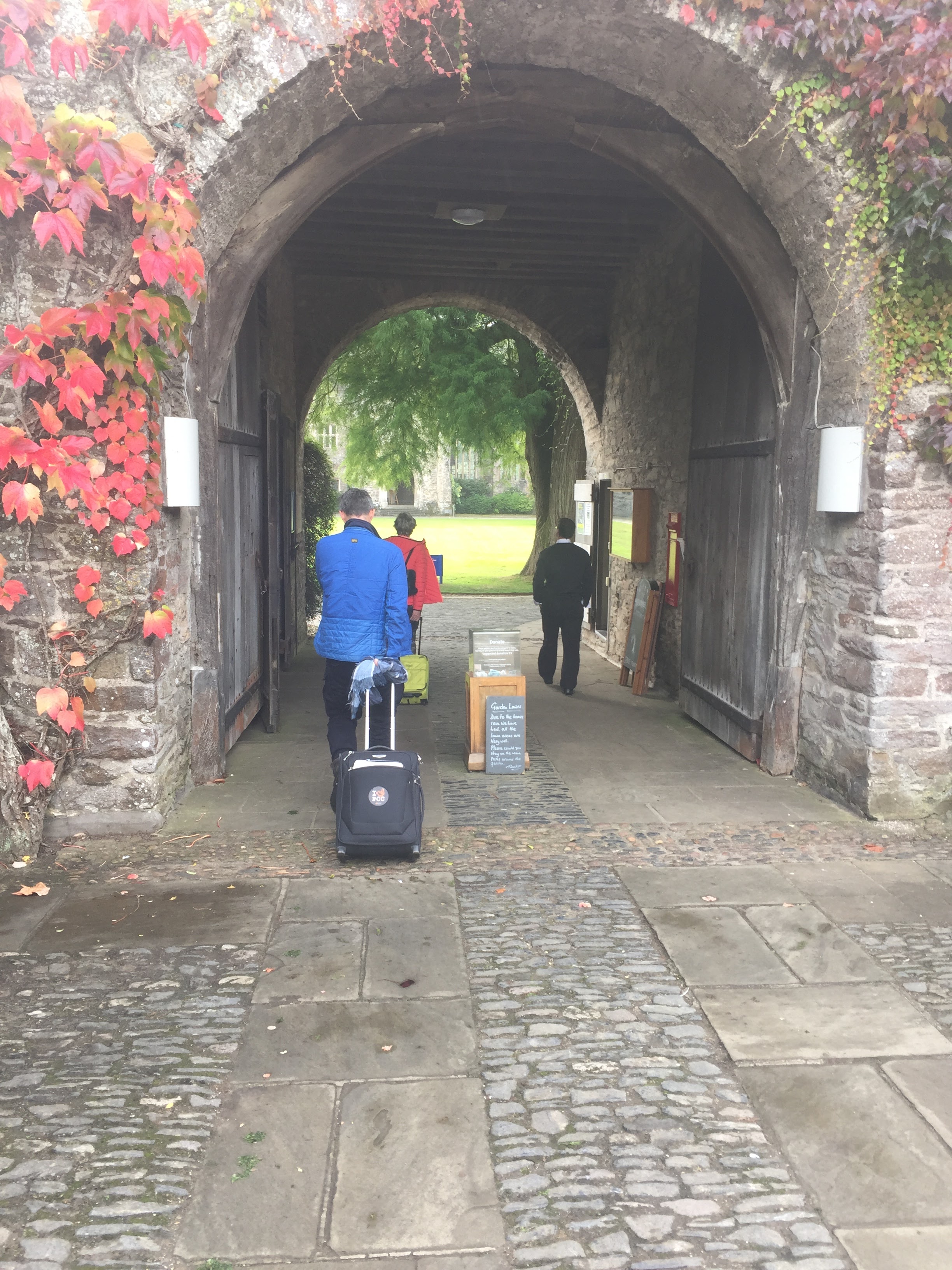 Arriving at Dartington Hall.