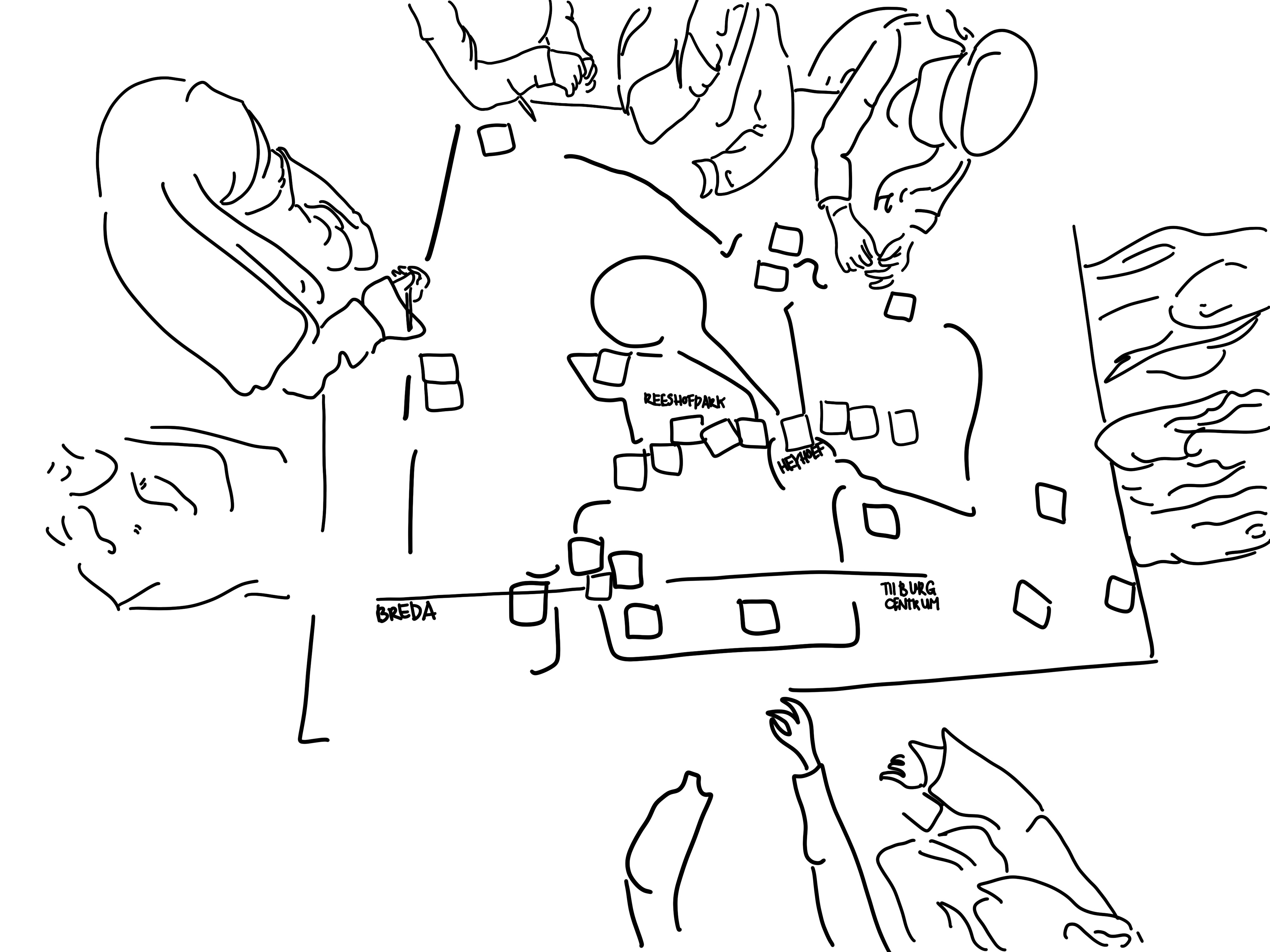 Youngsters from Reeshof during a workshop on 8 March 2024, drawing by Carlijn Veld.