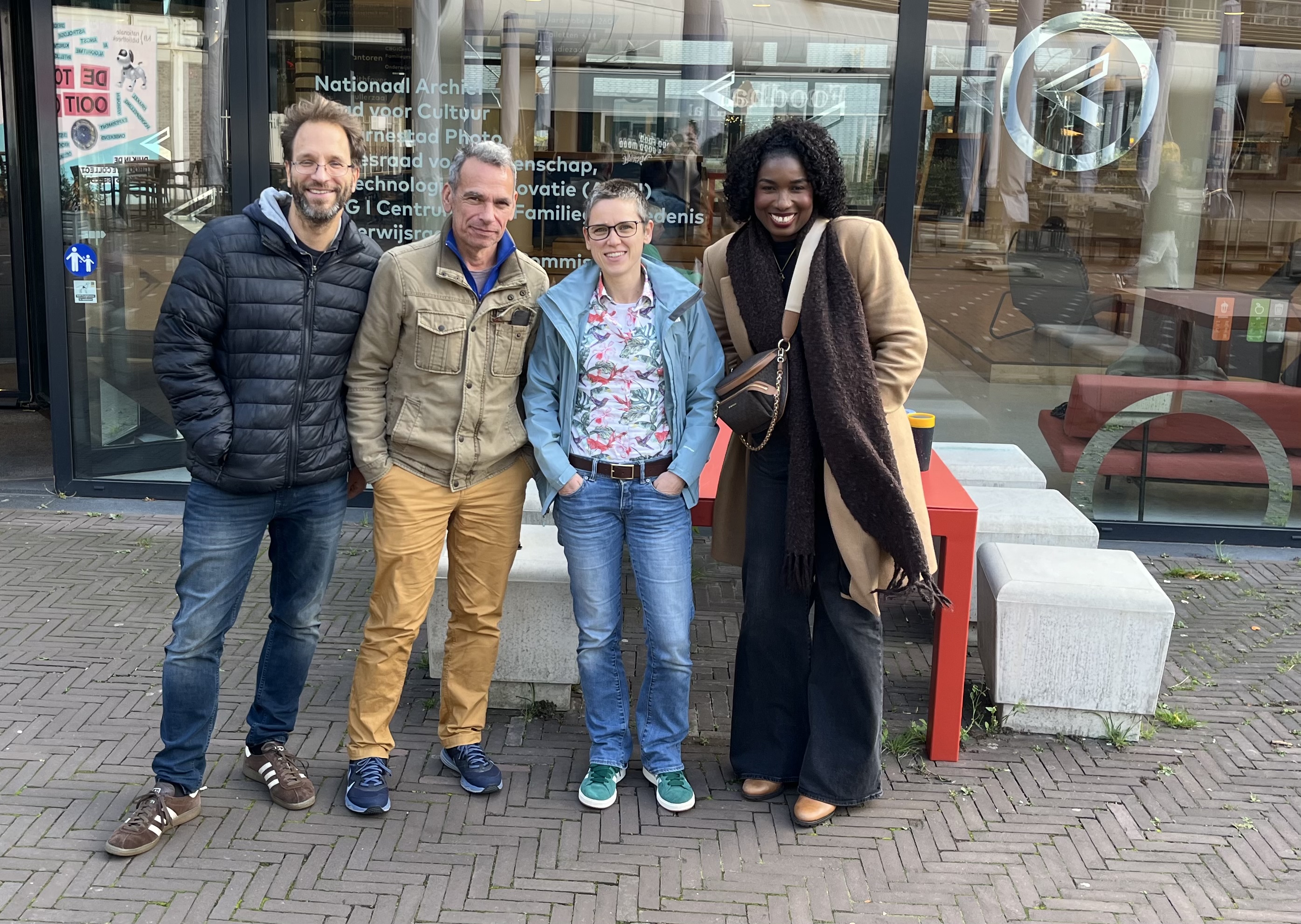 During our visit at the Dutch National Archive in The Hague, from left to right: Falk, Tim, Manon, and Yucata.
